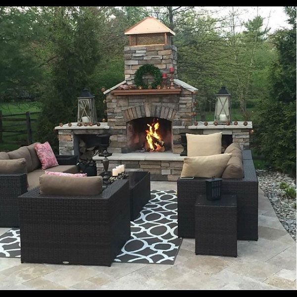 Fireplace with Travertine Deck