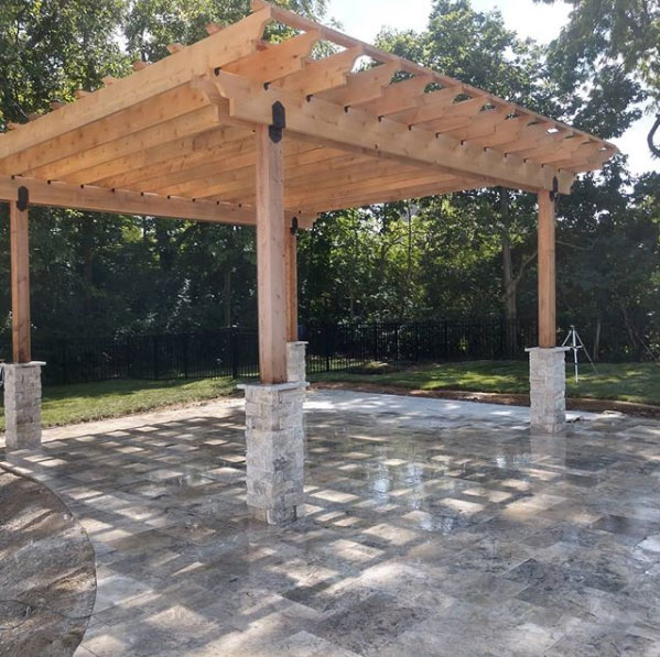 Travertin Patio with Pergola