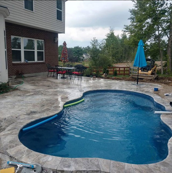 Silver Travertine Pool Deck